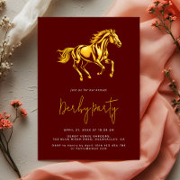 Elegant Gold Maroon Race Horse Derby Party 