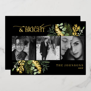 Elegant Gold Married & Bright Black & White Photo