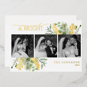 Elegant Gold Married & Bright Black & White Photo