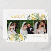 Elegant Gold Married & Bright Botanical Photo