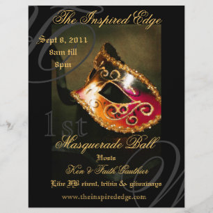 Elegant Gold Masquerade Ball Party Event Flyer