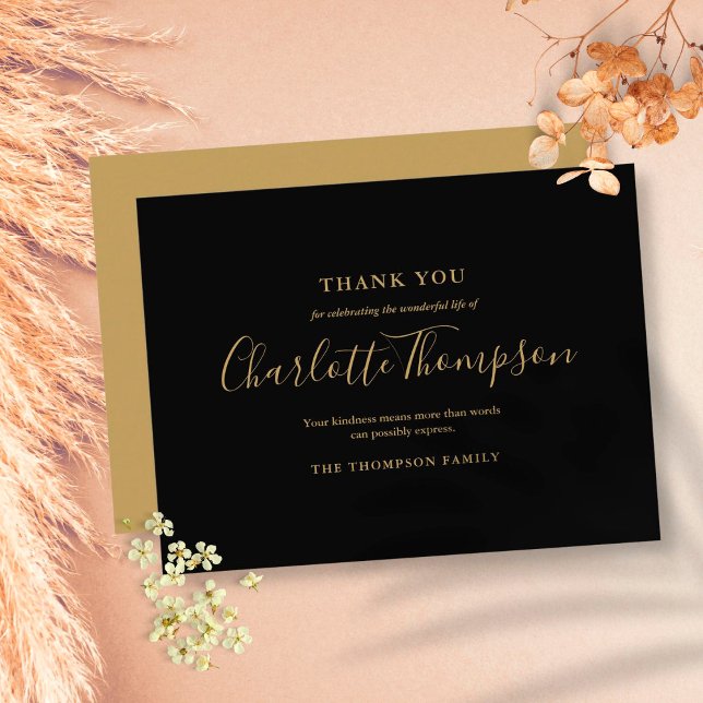 Elegant Gold Memorial Funeral Thank You Postcard (Creator Uploaded)