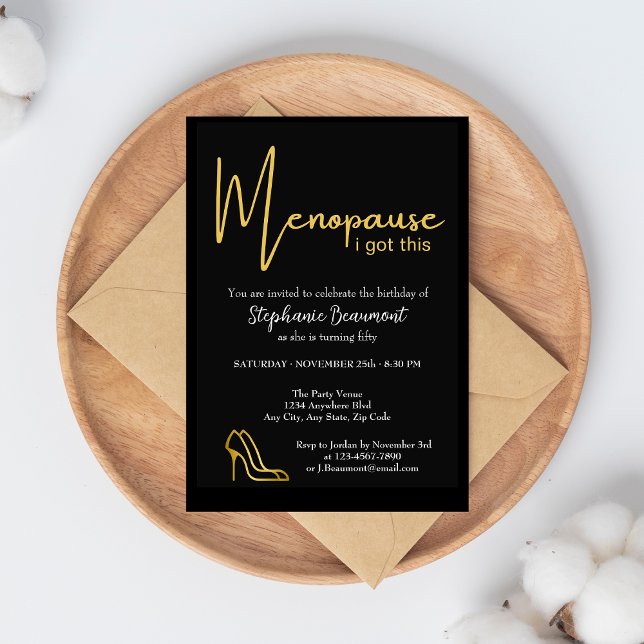 Elegant Gold Menopause I Got This 50th Birthday Invitation (Creator Uploaded)
