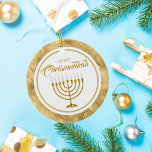 Elegant Gold Menorah Hanukkah Merry Chrismukkah Ceramic Tree Decoration<br><div class="desc">Elegant Gold Menorah Hanukkah Merry Chrismukkah Ceramic Ornament</div>