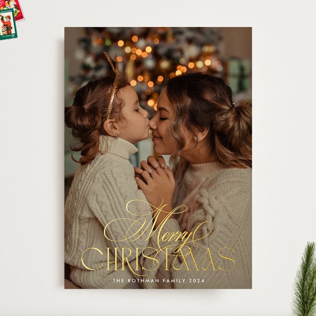 Elegant GOLD MERRY Christmas Calligraphy Photo (Creator Uploaded)