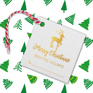 Elegant Gold Merry Christmas Family,  Favour Tags