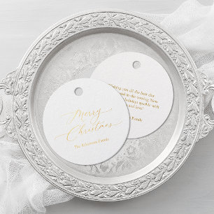 Elegant Gold “Merry Christmas” Gift Tag