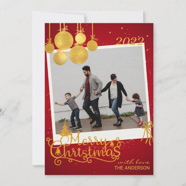 Elegant Gold Merry Christmas Holiday Card (Front)