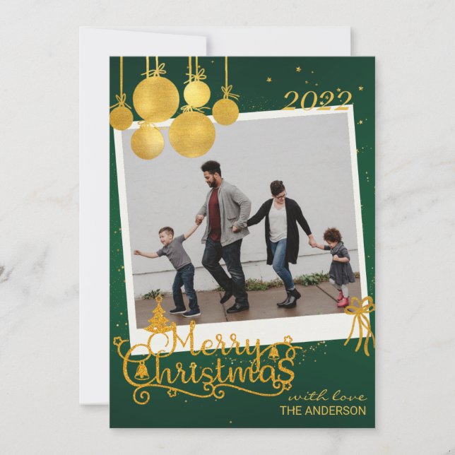 Elegant Gold Merry Christmas Holiday Card (Front)