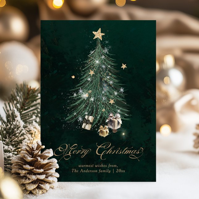 Elegant Gold Merry Christmas  Holiday Card (Creator Uploaded)