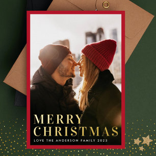 Elegant Gold Merry Christmas Minimal Frame Photo