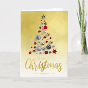 Elegant Gold Merry Christmas Non Photo Foil Holiday Card