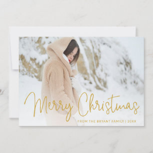 Elegant Gold Merry Christmas Photo Holiday Card