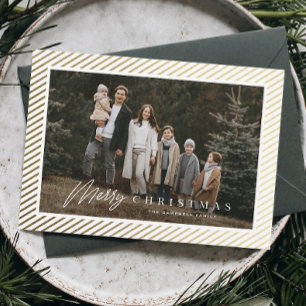 Elegant Gold Merry Christmas Photo Holiday Card