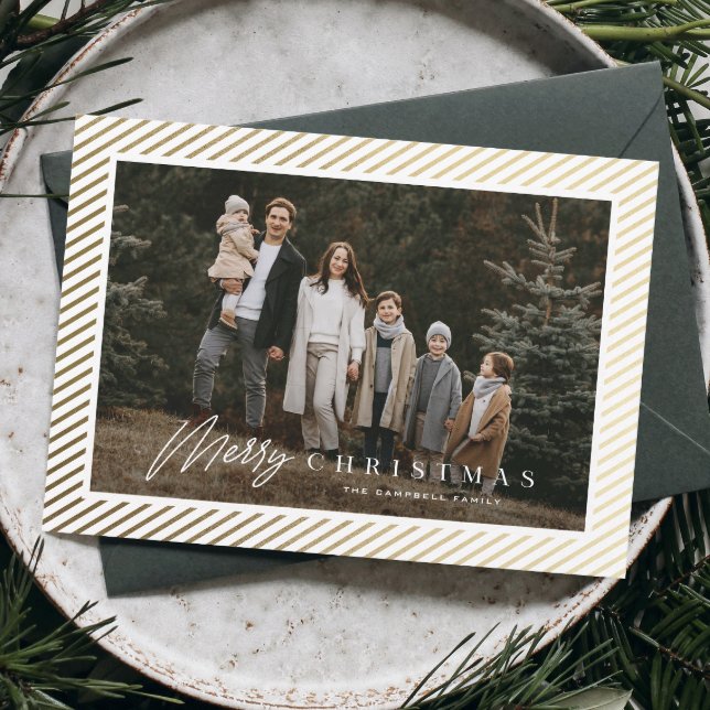 Elegant Gold Merry Christmas Photo  Holiday Card (Creator Uploaded)