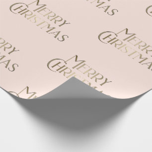 Elegant Gold Merry Christmas Pink Holiday  Wrapping Paper