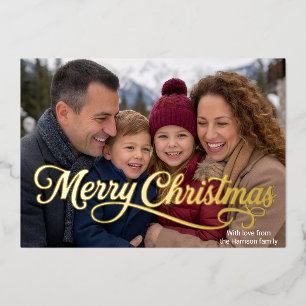 Elegant Gold Merry Christmas Script Multi-Photo