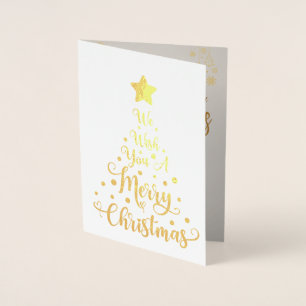 Elegant Gold Merry Christmas Tree Custom Photo Foil Card