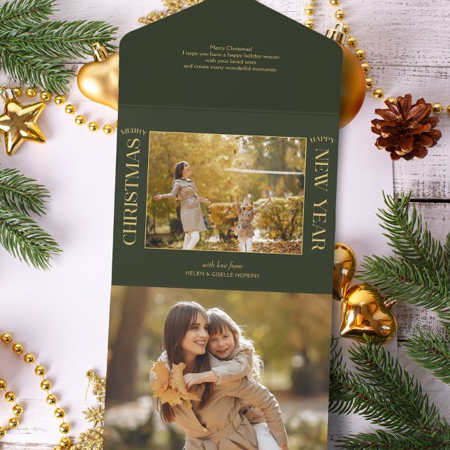 Elegant Gold Merry Christmas Typography Photo All In One Invitation (Creator Uploaded)