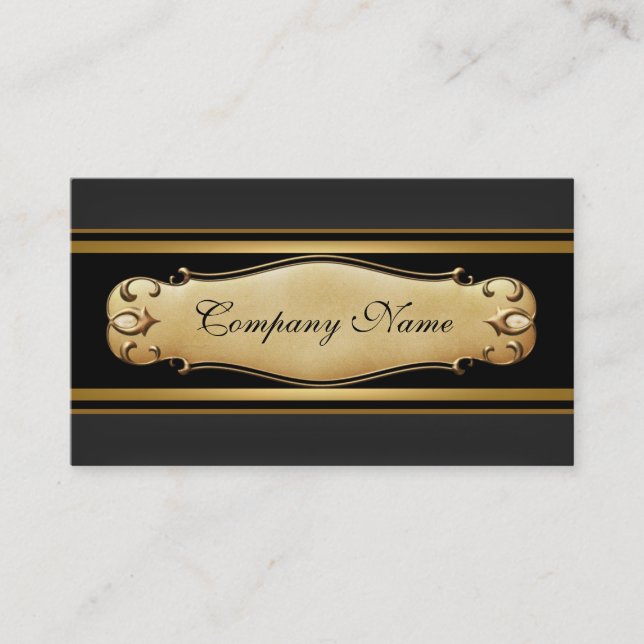 Elegant Gold Metal Black Business Business Card (Front)