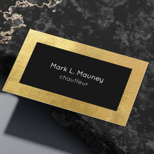 Elegant Gold Metal Chauffeur Driver Professional   Business Card