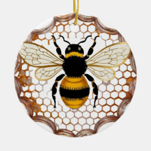 Elegant Gold Metallic Bee Art Deco Ceramic Tree Decoration
