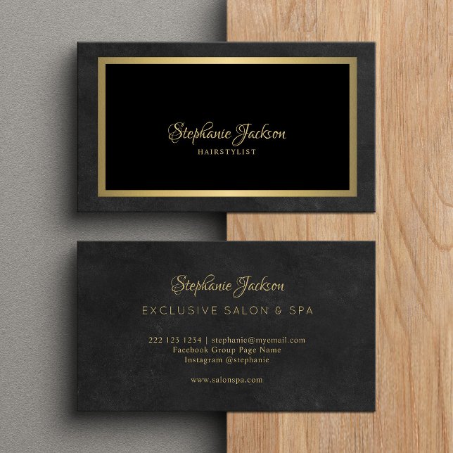 Elegant gold metallic black classic business card (Creator Uploaded)