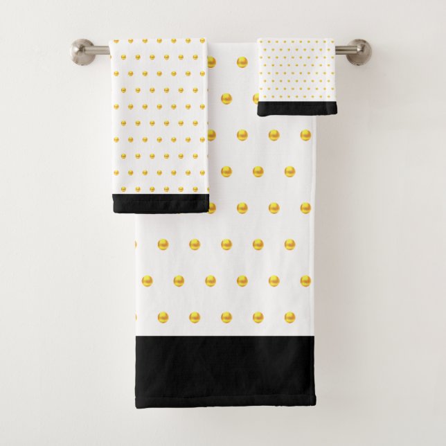 Elegant Gold Metallic Look Polka Dots Bath Towel Set (Insitu)