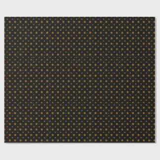 Elegant Gold Metallic Stars on BlackWrapping Paper