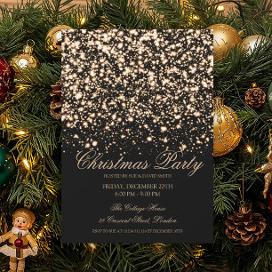 Elegant Gold Midnight Glam Christmas Party  Invitation