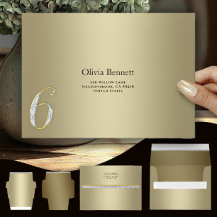 Elegant Gold Milestone 6 Anniversary Envelope