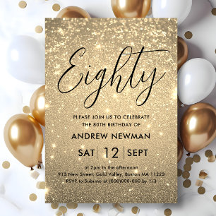 Elegant Gold Milestone Birthday Invitation
