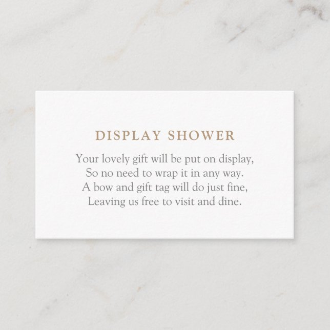 Elegant Gold Minimalist Baby Shower Display Shower Enclosure Card (Front)