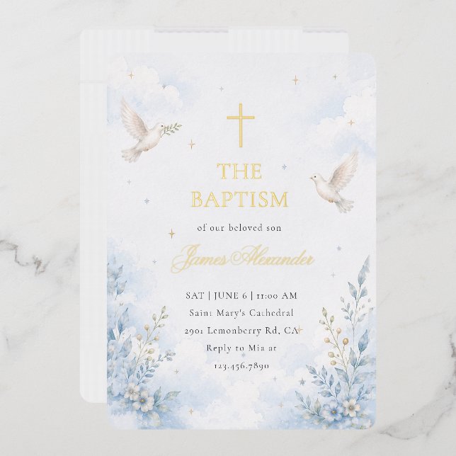 Elegant Gold Minimalist Baptism Invite (Envelope)