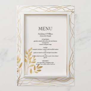 Elegant Gold Minimalist Eucalyptus Wedding Menu