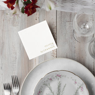 Elegant Gold Minimalist Wedding Cocktail Napkins