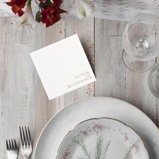 Elegant Gold Minimalist Wedding Cocktail Napkins