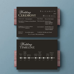 Elegant Gold Minimalist Wedding Program Timeline Menu