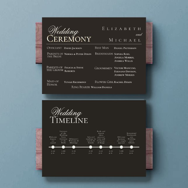 Elegant Gold Minimalist Wedding Program Timeline Menu (Creator Uploaded)