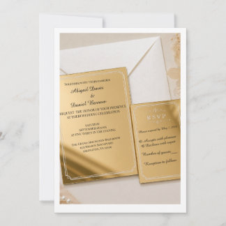 Elegant Gold Mirror Acrylic Wedding Invitations wi