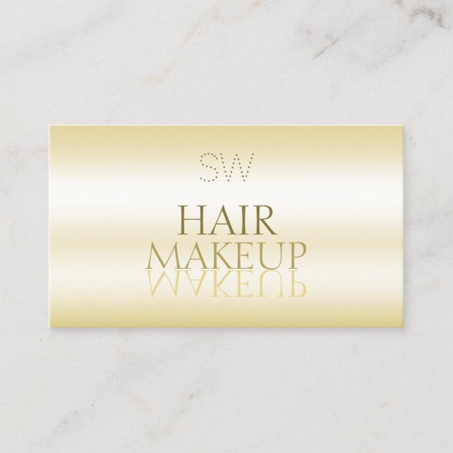 Elegant Gold Mirror Font with Monogram Stylish Business Card (Front)