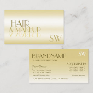 Elegant Gold Mirror Letters with Monogram Luxury Business Card