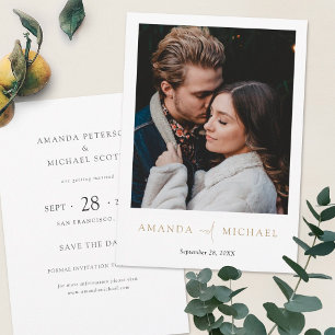 Elegant Gold Mixed Font Script Photo Save The Date