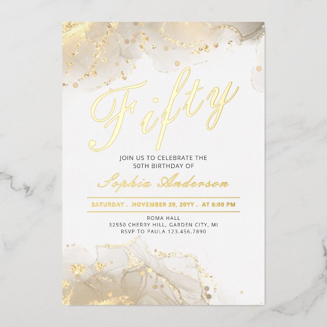 Elegant Gold Modern 50th Birthday (Front)