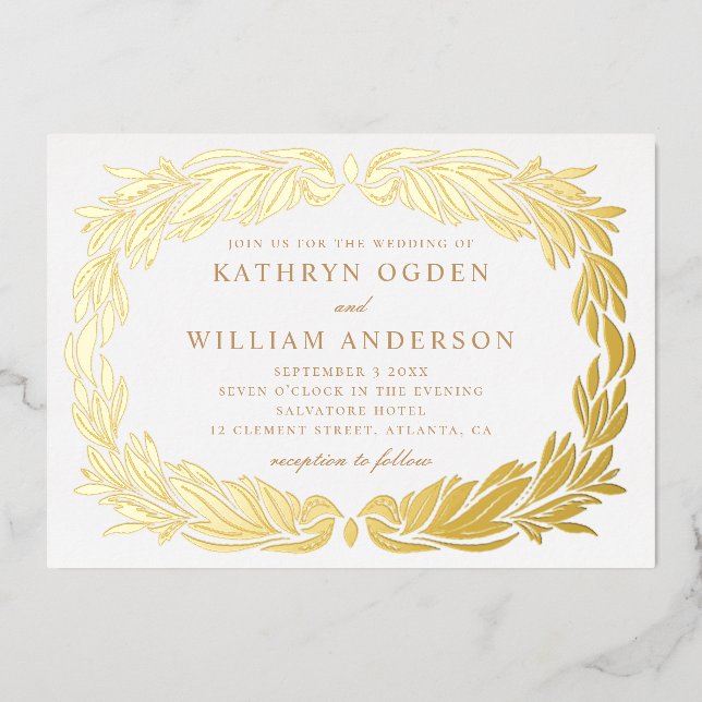Elegant gold modern floral botanical wedding (Front)
