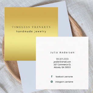 Elegant Gold Modern Jewellery Designer  Square Business Card