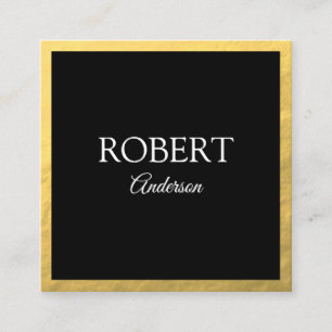 Elegant gold modern minimalist black square business card