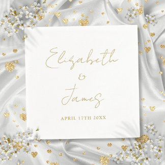 Elegant Gold Modern Minimalist Script Wedding Napkin
