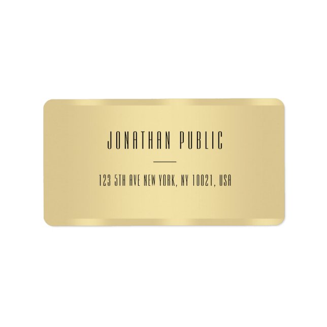 Elegant Gold Modern Minimalist Template Address Label (Front)
