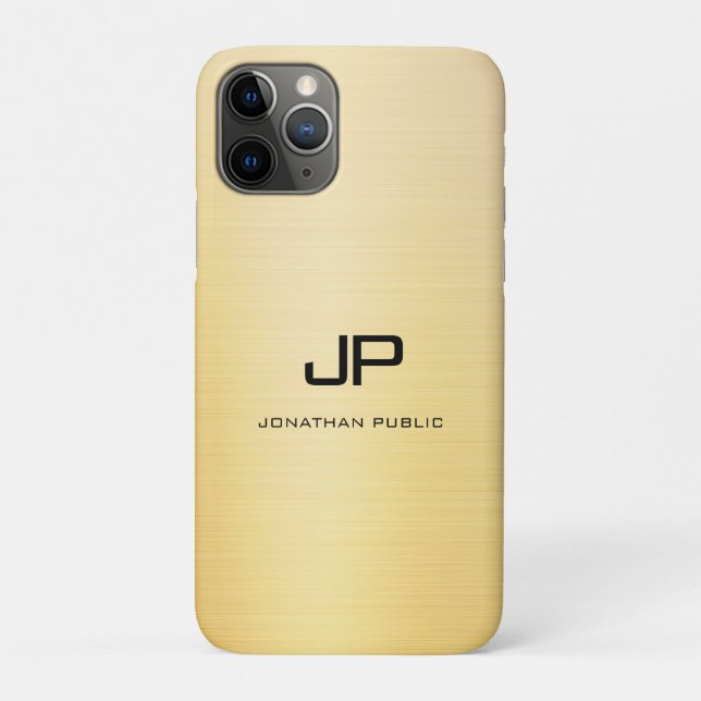 Elegant Gold Modern Monogrammed Name Template Case-Mate iPhone Case (Back)